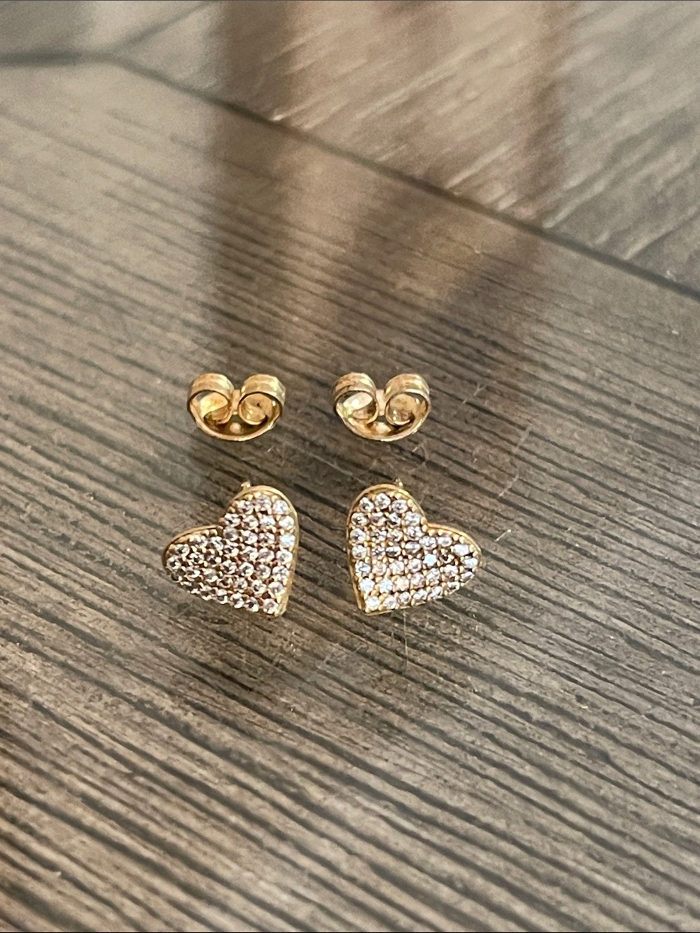 CC Gold-Plated Sterling Silver Pave Heart Stud Earrings